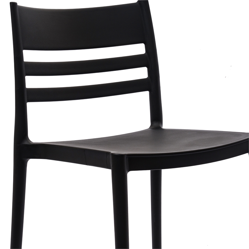 Pemberly Row Commercial All-Weather Patio Stack Chair with Slatted Backrest