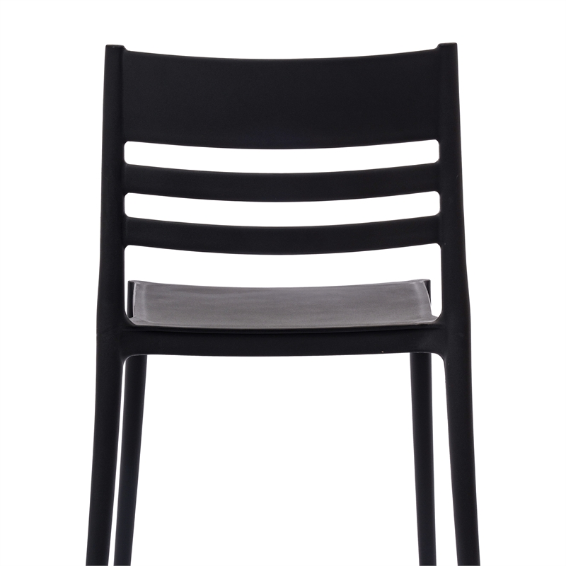 Pemberly Row Commercial All-Weather Patio Stack Chair with Slatted Backrest