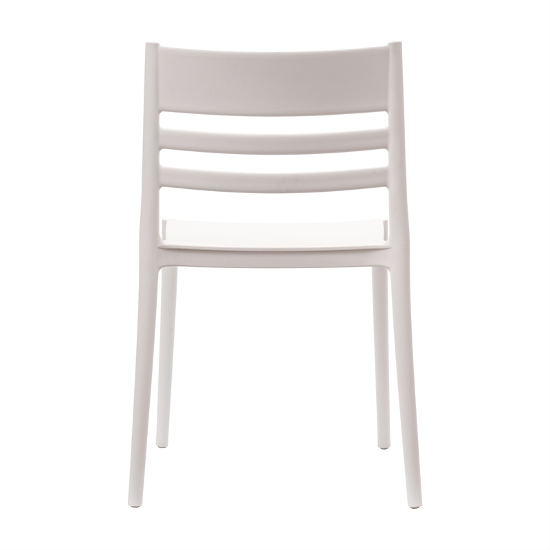 Pemberly Row Commercial All-Weather White Patio Stack Chair w/ Slatted Backrest