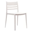 Pemberly Row Commercial All-Weather White Patio Stack Chair w/ Slatted Backrest