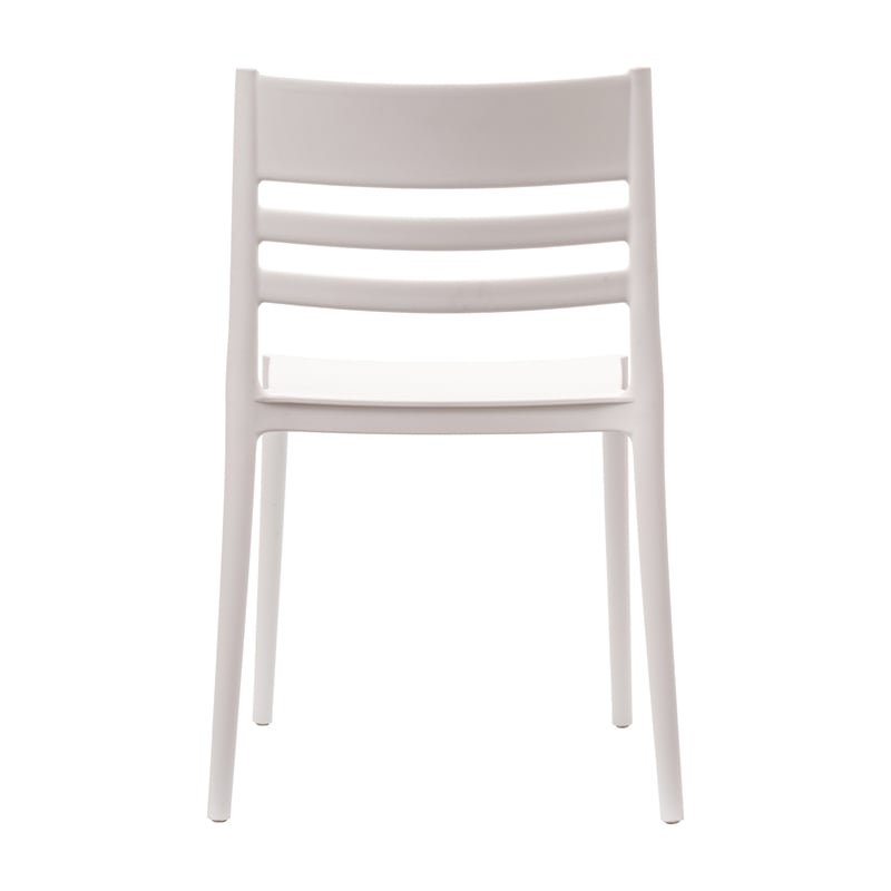 Pemberly Row Commercial All-Weather White Patio Stack Chair w/ Slatted Backrest