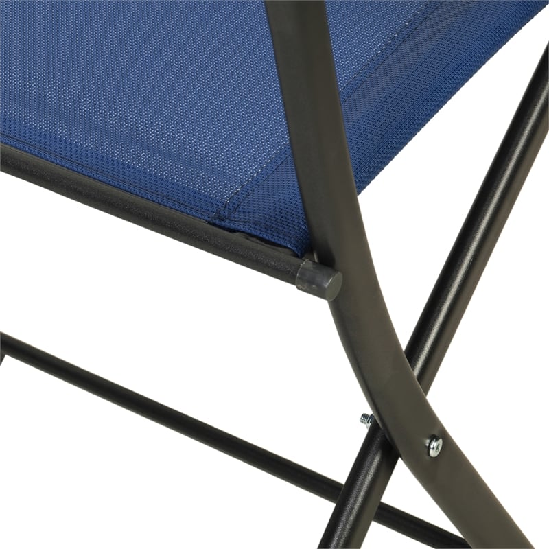 Pemberly Row 2 Pack Commercial Outdoor Flex Comfort Folding Chair in Navy