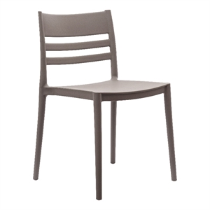 Pemberly Row Commercial All-Weather Gray Patio Stack Chair with Slatted Backrest