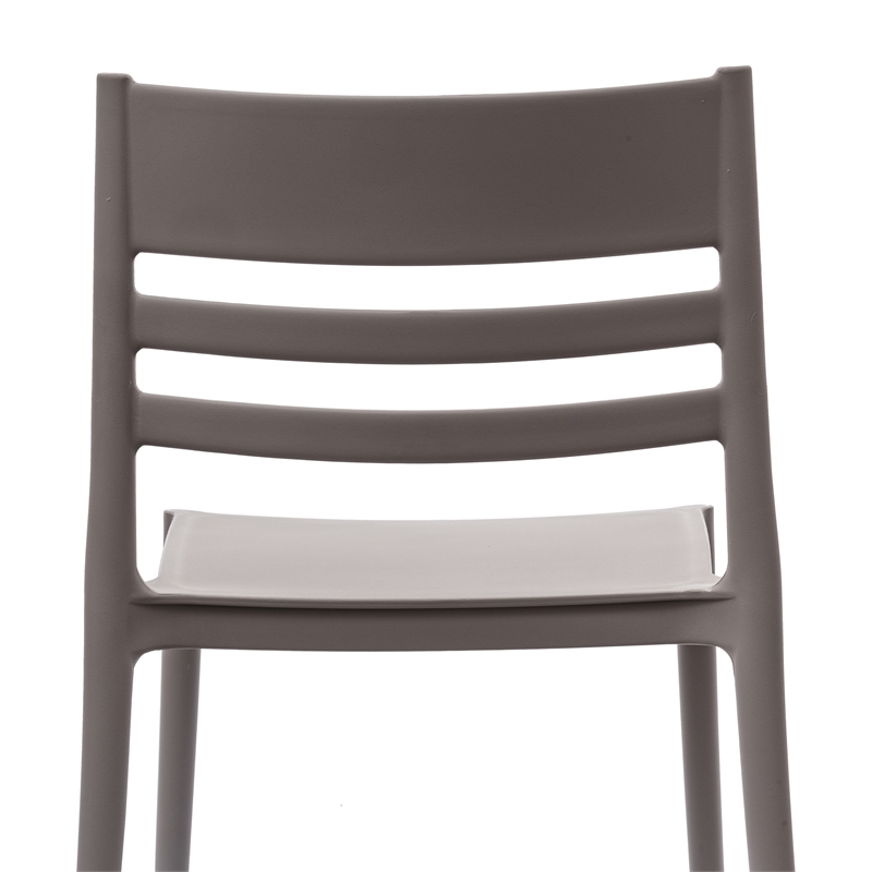 Pemberly Row Commercial All-Weather Gray Patio Stack Chair with Slatted Backrest