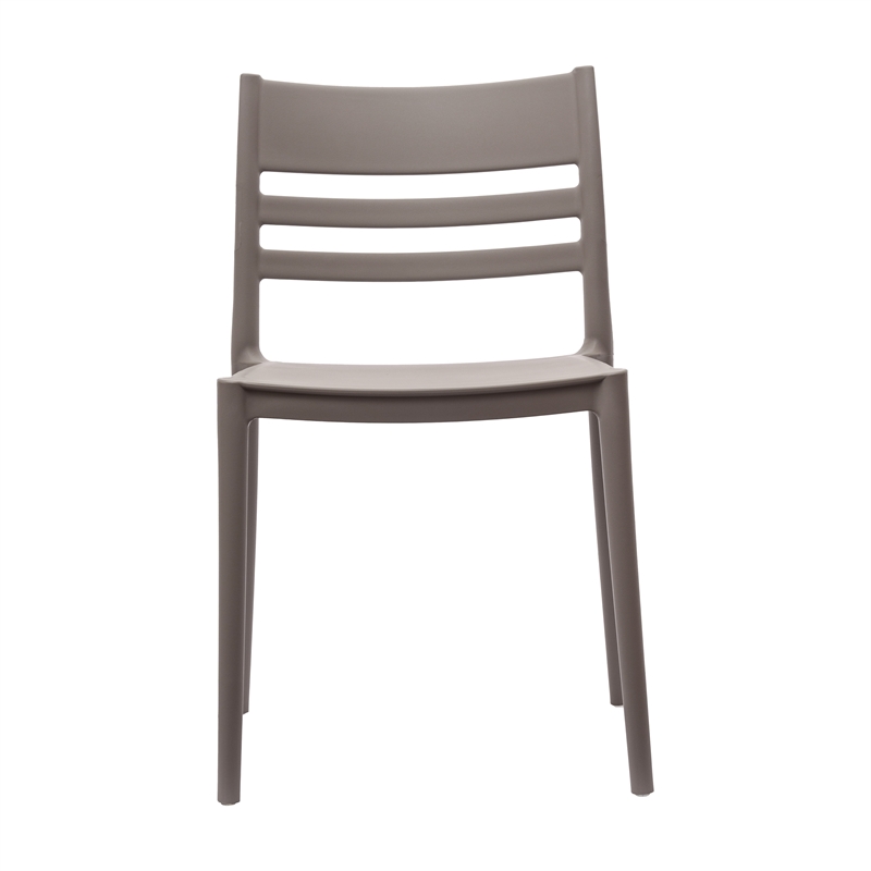 Pemberly Row Commercial All-Weather Gray Patio Stack Chair with Slatted Backrest