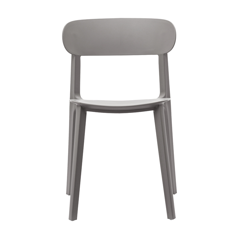 Pemberly Row Commercial All-Weather Gray Patio Stack Chair w/ Contoured Backrest