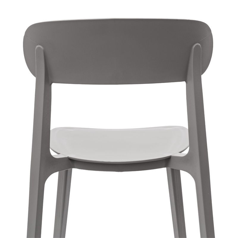 Pemberly Row Commercial All-Weather Gray Patio Stack Chair w/ Contoured Backrest