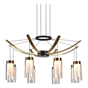 Pemberly Row 24&quot ETL Integrated LED Aluminum Chandelier - Black / Brass