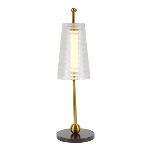 Pemberly Row 20&quot ETL Certified Integrated LED Table Lamp in Antique Brass