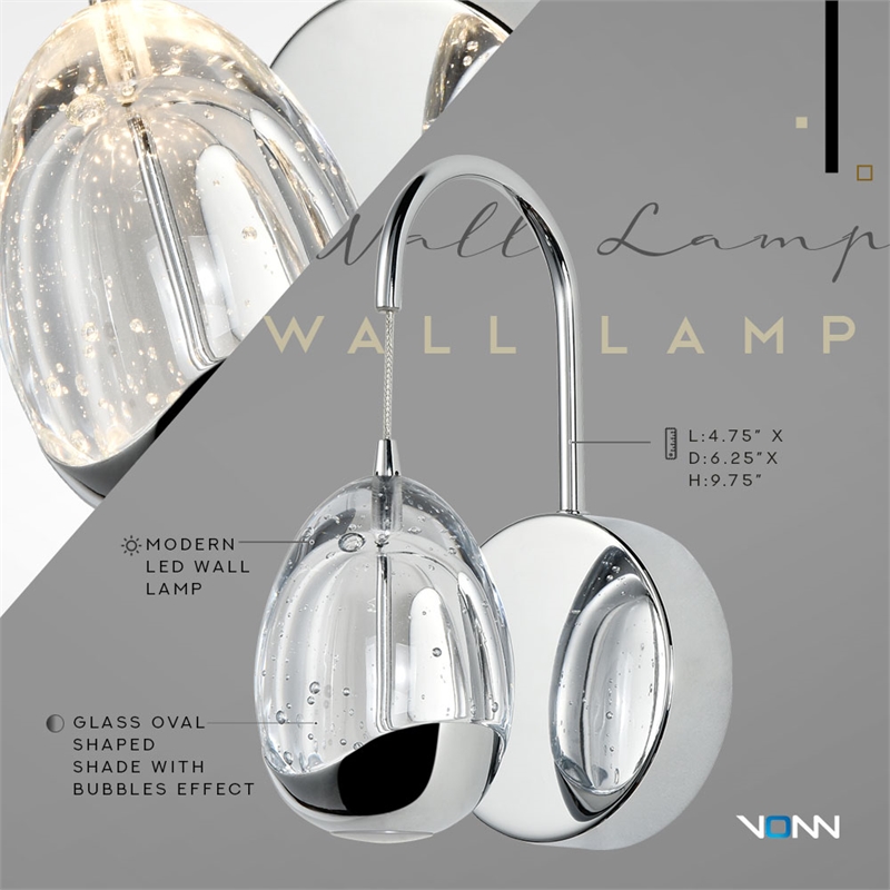 Pemberly Row Integrated LED ETL Wall Sconce Lighting in Polished Chrome