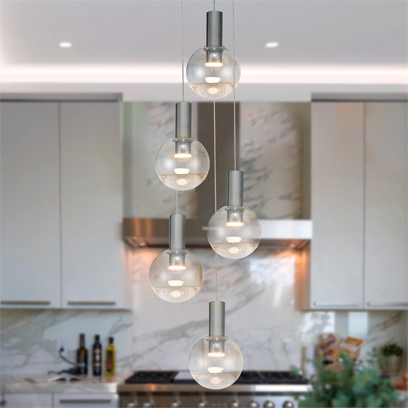 Pemberly Row Integrated LED ETL Certified Aluminum Chandelier - Polished Chrome