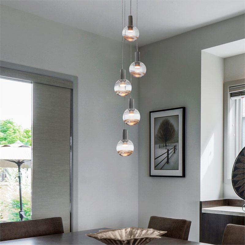 Pemberly Row Integrated LED ETL Certified Aluminum Chandelier - Polished Chrome