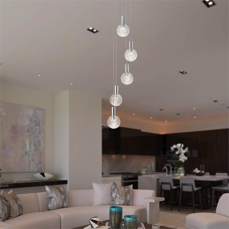 Pemberly Row Integrated LED ETL Certified Aluminum Chandelier - Polished Chrome