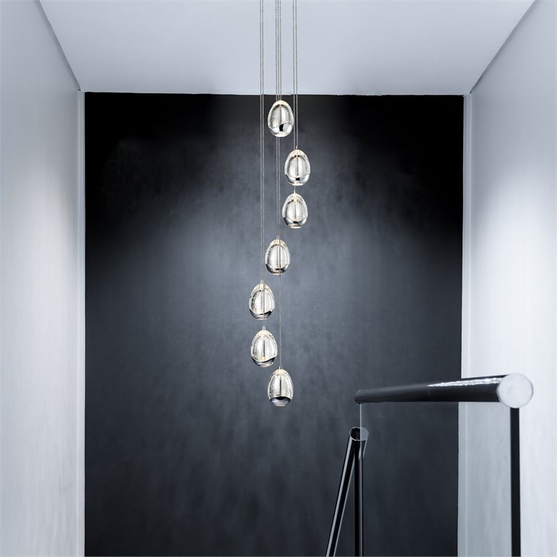 Pemberly Row Integrated LED ETL Certified Aluminum Chandelier - Polished Chrome