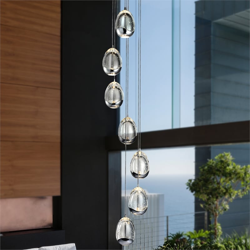 Pemberly Row Integrated LED ETL Certified Aluminum Chandelier - Polished Chrome