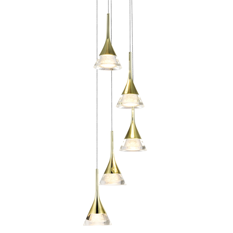 Pemberly Row 5-Light ETL Certified Integrated LED Aluminum Chandelier - Gold