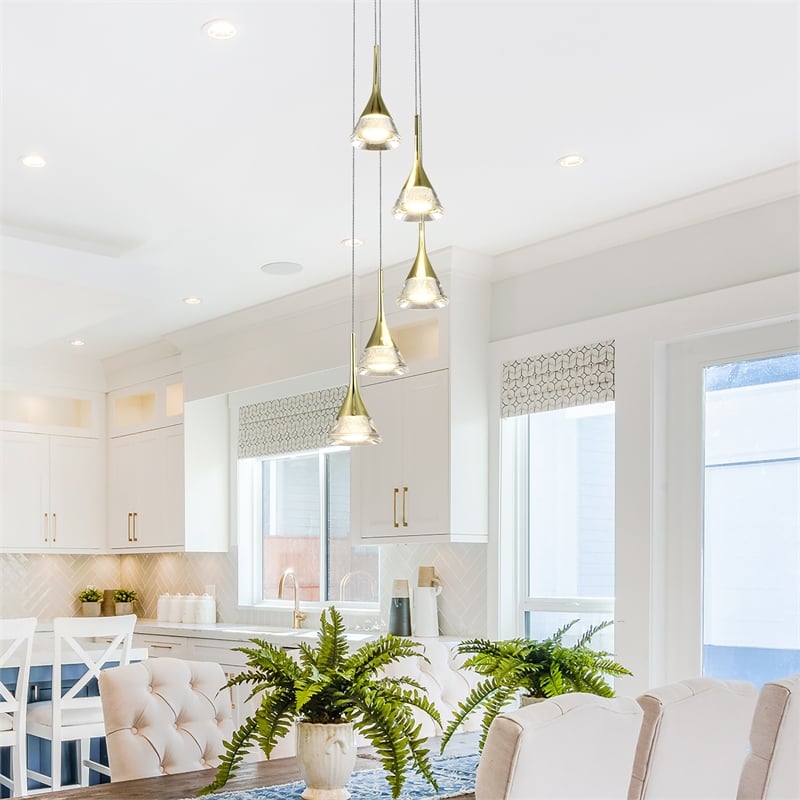 Pemberly Row 5-Light ETL Certified Integrated LED Aluminum Chandelier - Gold