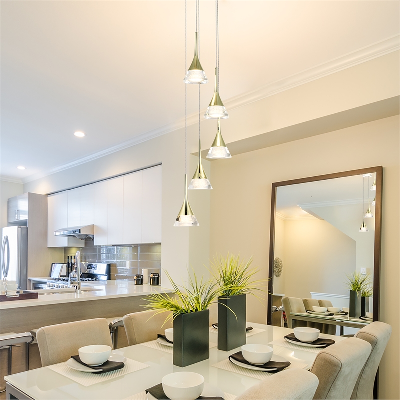 Pemberly Row 5-Light ETL Certified Integrated LED Aluminum Chandelier - Gold