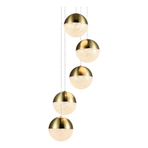 Pemberly Row 5-Light Integrated LED ETL Certified Aluminum Chandelier - Brass