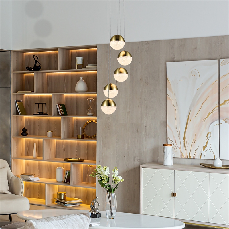 Pemberly Row 5-Light Integrated LED ETL Certified Aluminum Chandelier - Brass