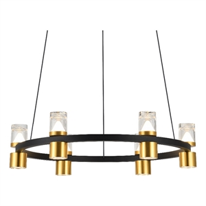 Pemberly Row 24&quot Height Adjustable ETL Certified Integrated LED Chandelier Black