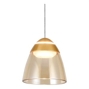 Pemberly Row 5&quot ETL Certified Integrated LED Aluminum/Glass Pendant - Black/Gold