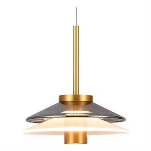 Pemberly Row 7&quot ETL Integrated LED Aluminum/Glass Pendant in Gold/Black