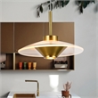 Pemberly Row Height Adjustable ETL Integrated LED Pendant in Antique Brass