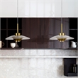 Pemberly Row Height Adjustable ETL Integrated LED Pendant in Antique Brass