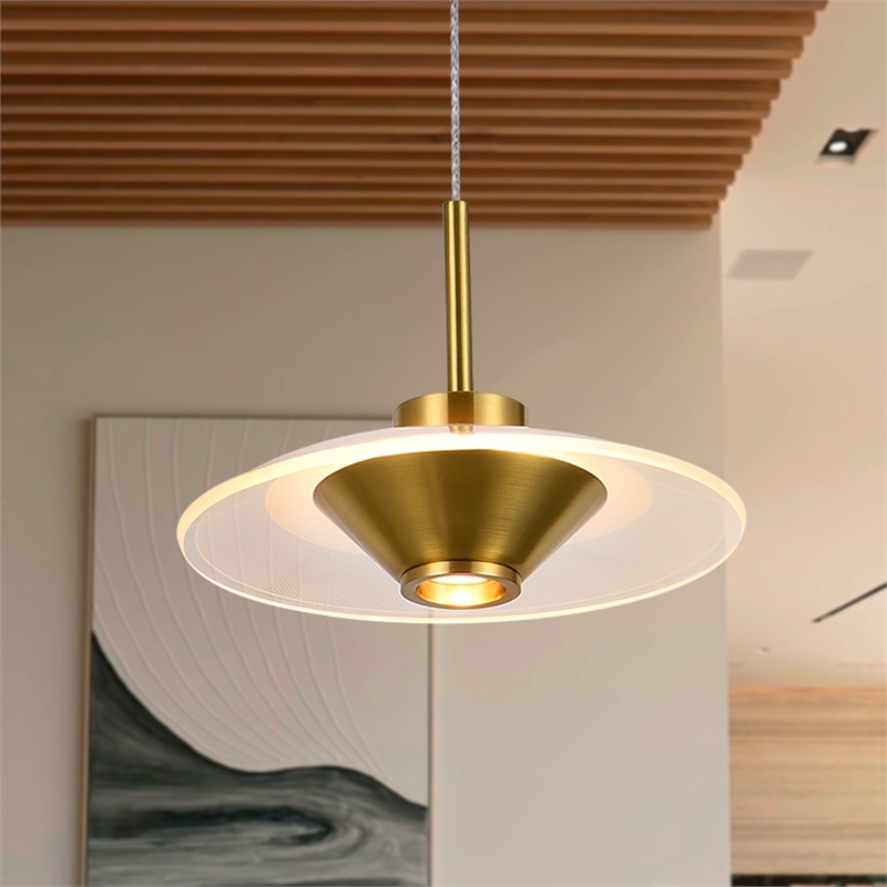Pemberly Row Height Adjustable ETL Integrated LED Pendant in Antique Brass