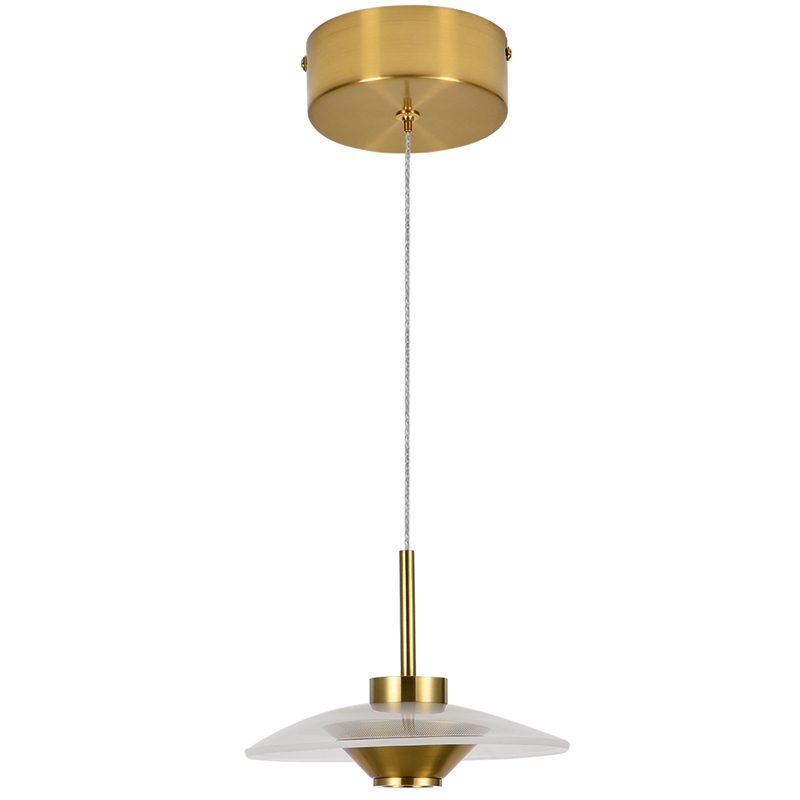 Pemberly Row Height Adjustable ETL Integrated LED Pendant in Antique Brass