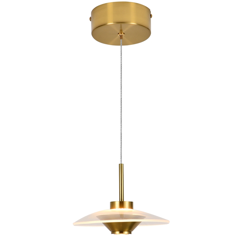 Pemberly Row Height Adjustable ETL Integrated LED Pendant in Antique Brass