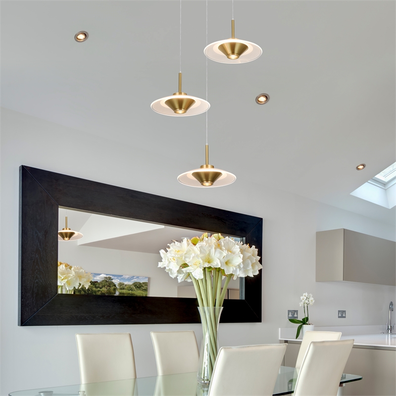 Pemberly Row Height Adjustable ETL Integrated LED Pendant in Antique Brass