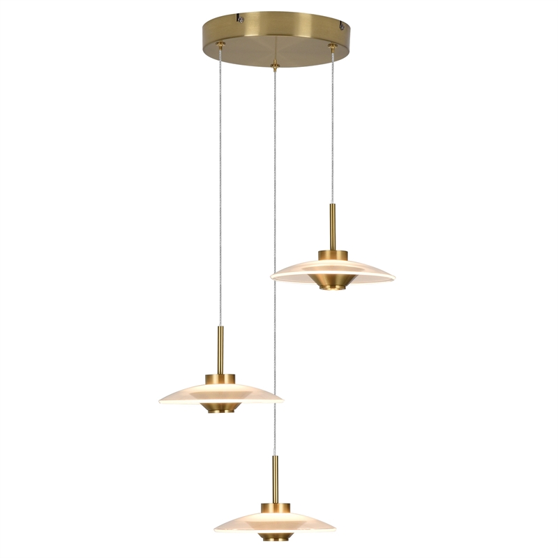 Pemberly Row Height Adjustable ETL Integrated LED Pendant in Antique Brass