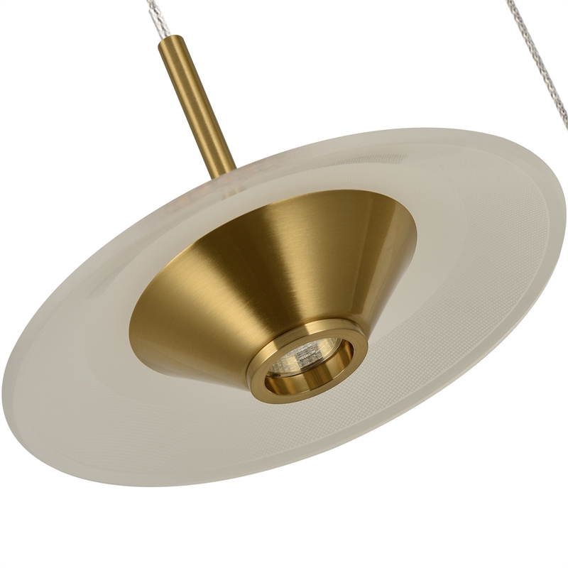 Pemberly Row Height Adjustable ETL Integrated LED Pendant in Antique Brass
