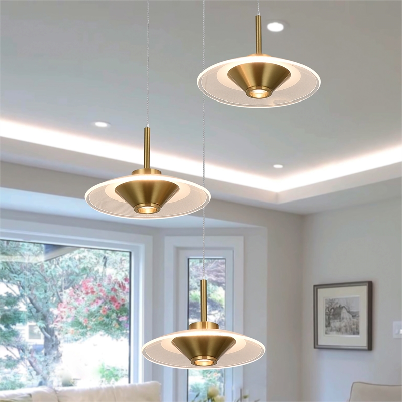 Pemberly Row Height Adjustable ETL Integrated LED Pendant in Antique Brass