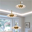 Pemberly Row Height Adjustable ETL Integrated LED Pendant in Antique Brass