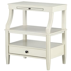 Pemberly Row Contemporary Antique White Wood 1-Drawer Storage Nightstand