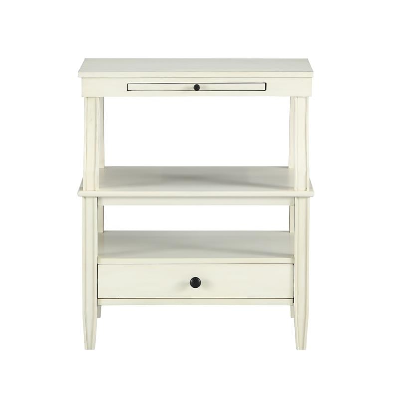 Pemberly Row Contemporary Antique White Wood 1-Drawer Storage Nightstand