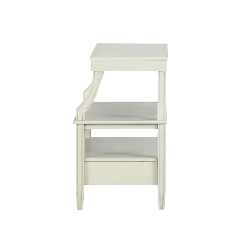 Pemberly Row Contemporary Antique White Wood 1-Drawer Storage Nightstand