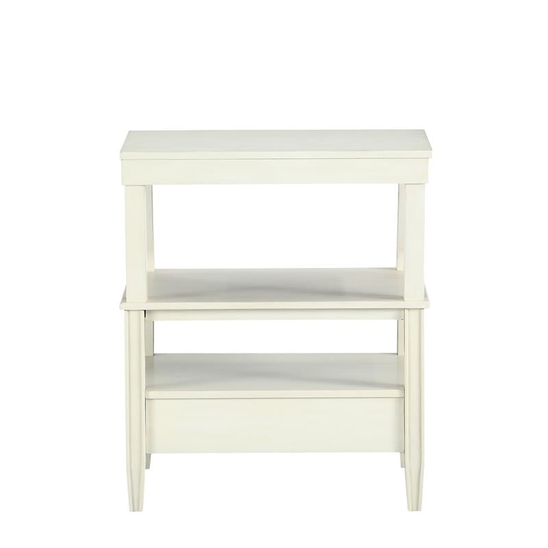 Pemberly Row Contemporary Antique White Wood 1-Drawer Storage Nightstand
