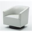 Pemberly Row Dove Gray Faux Leather Wood Base Swivel Accent Chair