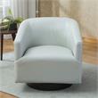 Pemberly Row Dove Gray Faux Leather Wood Base Swivel Accent Chair