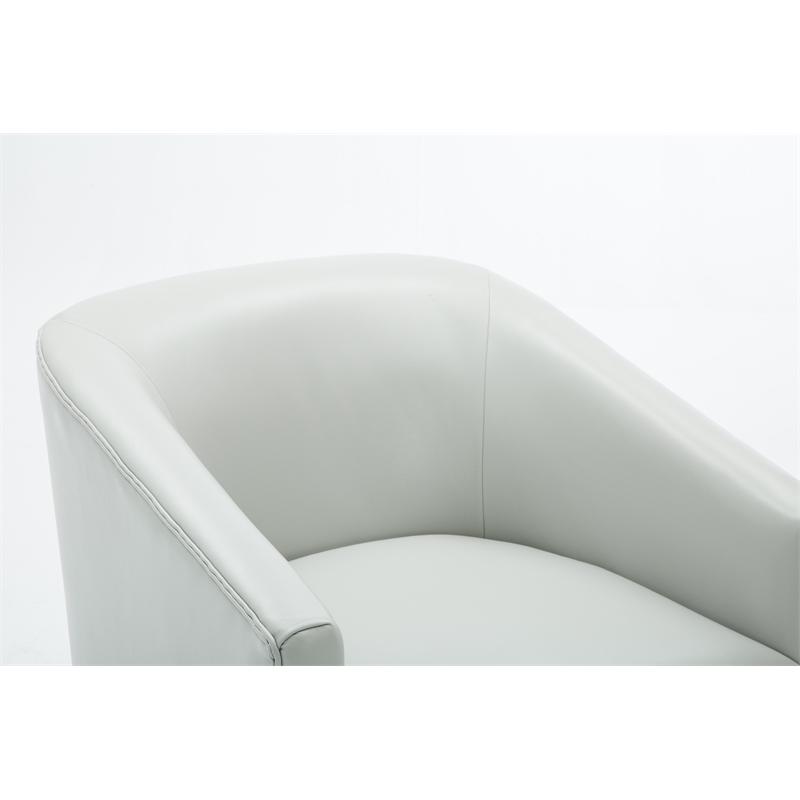 Pemberly Row Dove Gray Faux Leather Wood Base Swivel Accent Chair