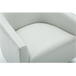 Pemberly Row Dove Gray Faux Leather Wood Base Swivel Accent Chair