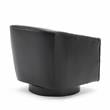 Pemberly Row Black Faux Leather Wood Base Swivel Accent Chair