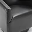 Pemberly Row Black Faux Leather Wood Base Swivel Accent Chair