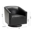 Pemberly Row Black Faux Leather Wood Base Swivel Accent Chair