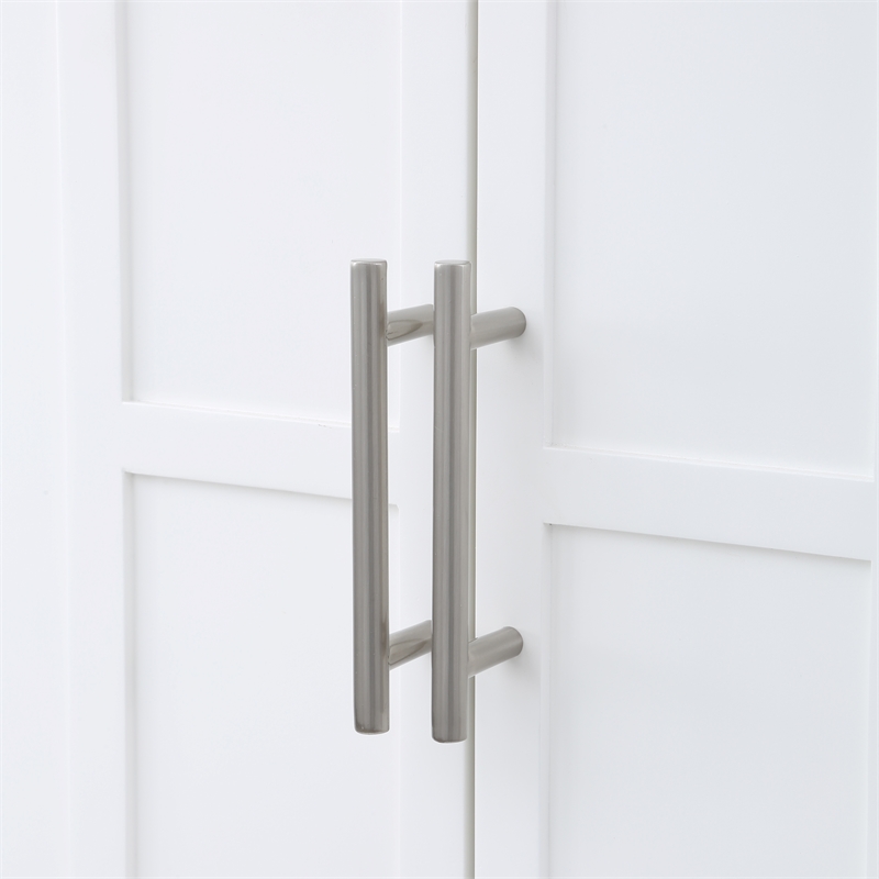 Pemberly Row 60-inch White Wood 2-door Modern Bar Cabinet with Pull-Out Tray