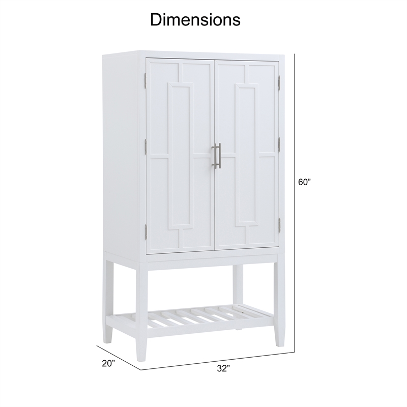 Pemberly Row 60-inch White Wood 2-door Modern Bar Cabinet with Pull-Out Tray